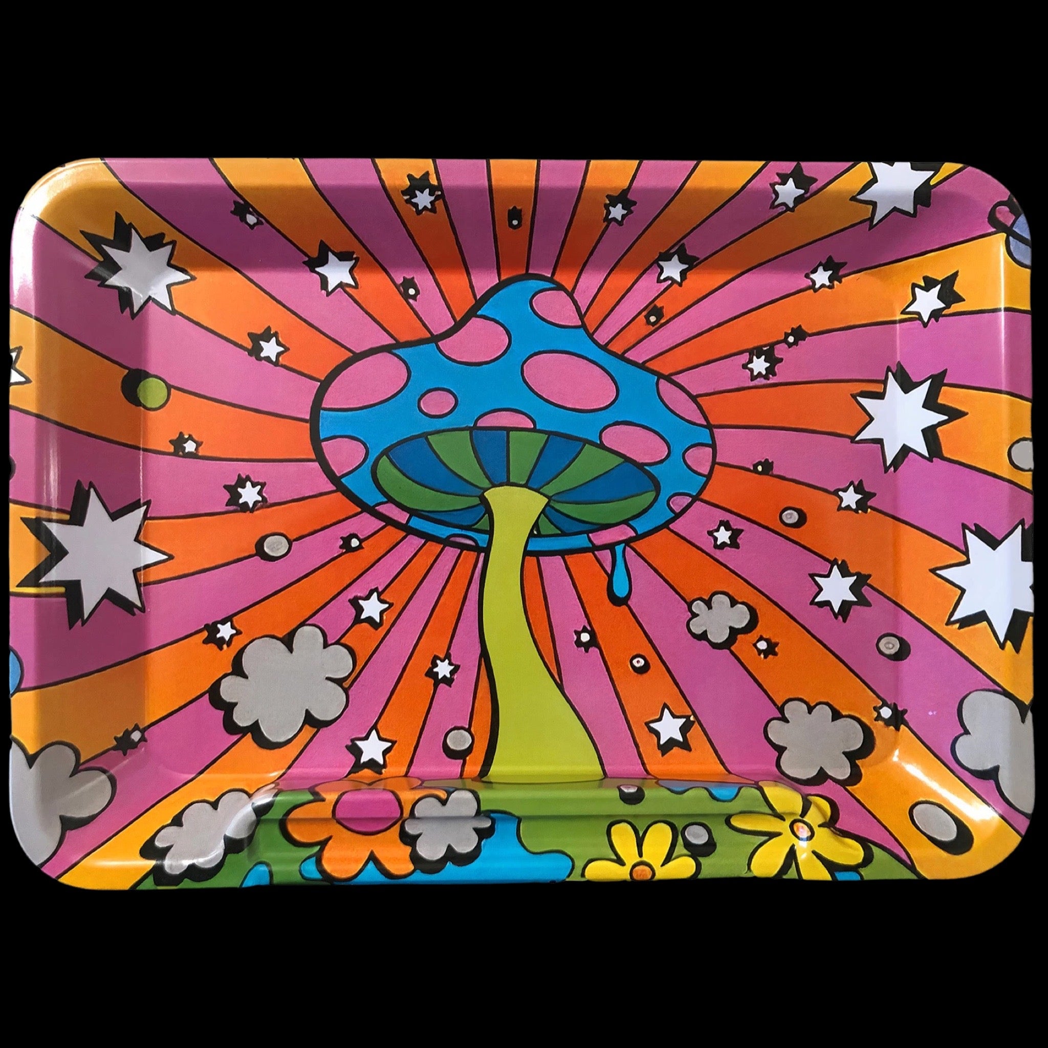  Psychedelic Mushroom Cute Trippy Metal Rolling Tray Design by  Toke Tray - Smoking Accessories (Yellow, Large) : Health & Household