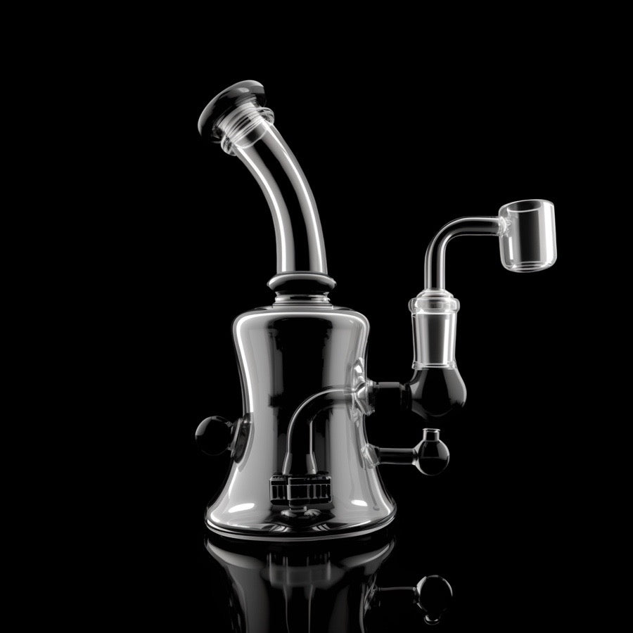 6” Hourglass Knocker Dab Rig | Translucent Black | TWB